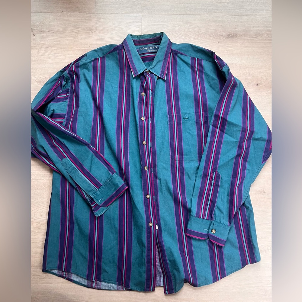 Vintage Striped teal and Pink Men's Shirt
